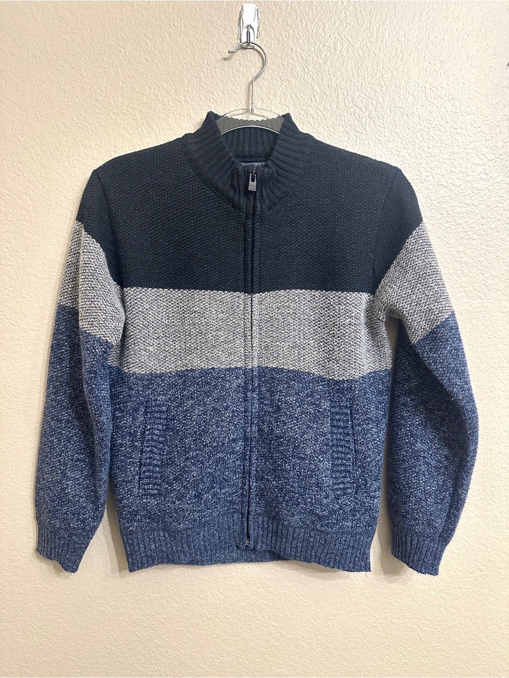 Boys' Colorblock Zip-Up Sweater Jacket - Navy, Gray, Blue